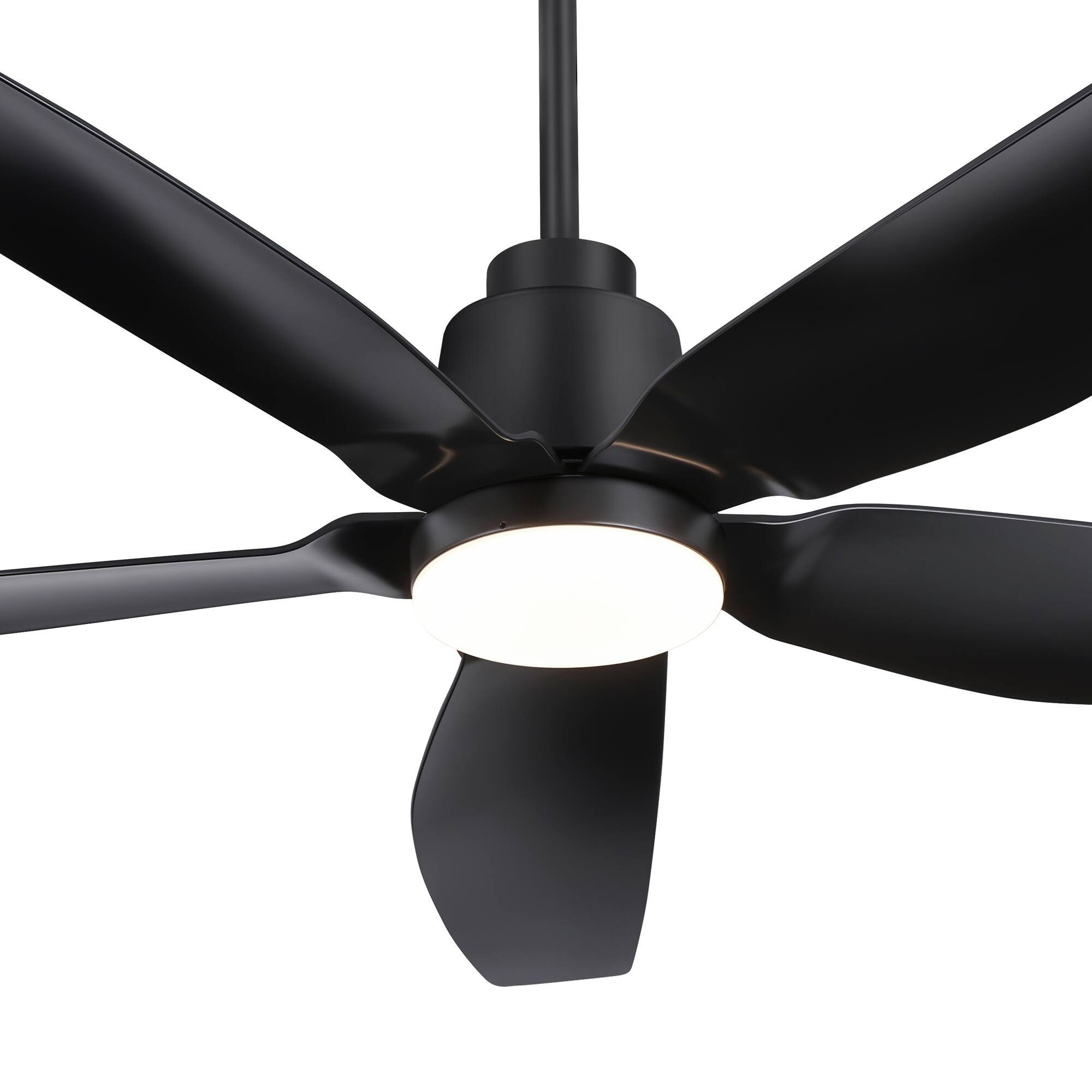 Alt View 8. Breezary - 52-Inch Outdoor Waterproof Ceiling Fan with LED Light, ABS Blades, Remote, DC Motor, Includes 6&10-Inch Downrods - matte black.