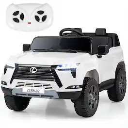 Costway - Ride on Car for Kids, 24V 4WD Licensed LEXUS GX550 Electric Vehicle with Remote - White