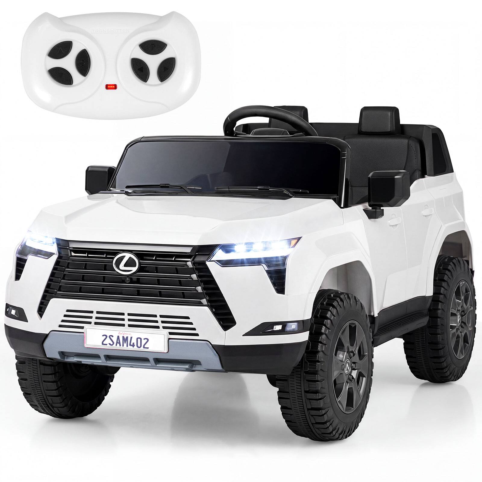 Costway - Ride on Car for Kids, 24V 4WD Licensed LEXUS GX550 Electric Vehicle with Remote - White