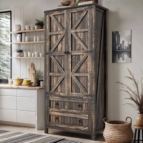 Oak Dark Rustic-64"H Double Drawers
