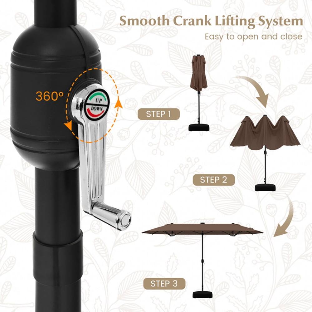 Smooth Crank Lifting System  
Easy to open and close  

360° UP DOWN  

STEP 1  
STEP 2  
STEP 3