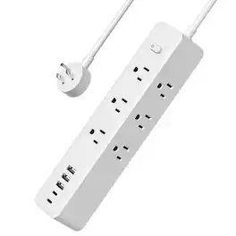 Cluzine - 110V Smart Power Strip, Multiple Outlets & USB Ports, Double-Sided Socket Design - White