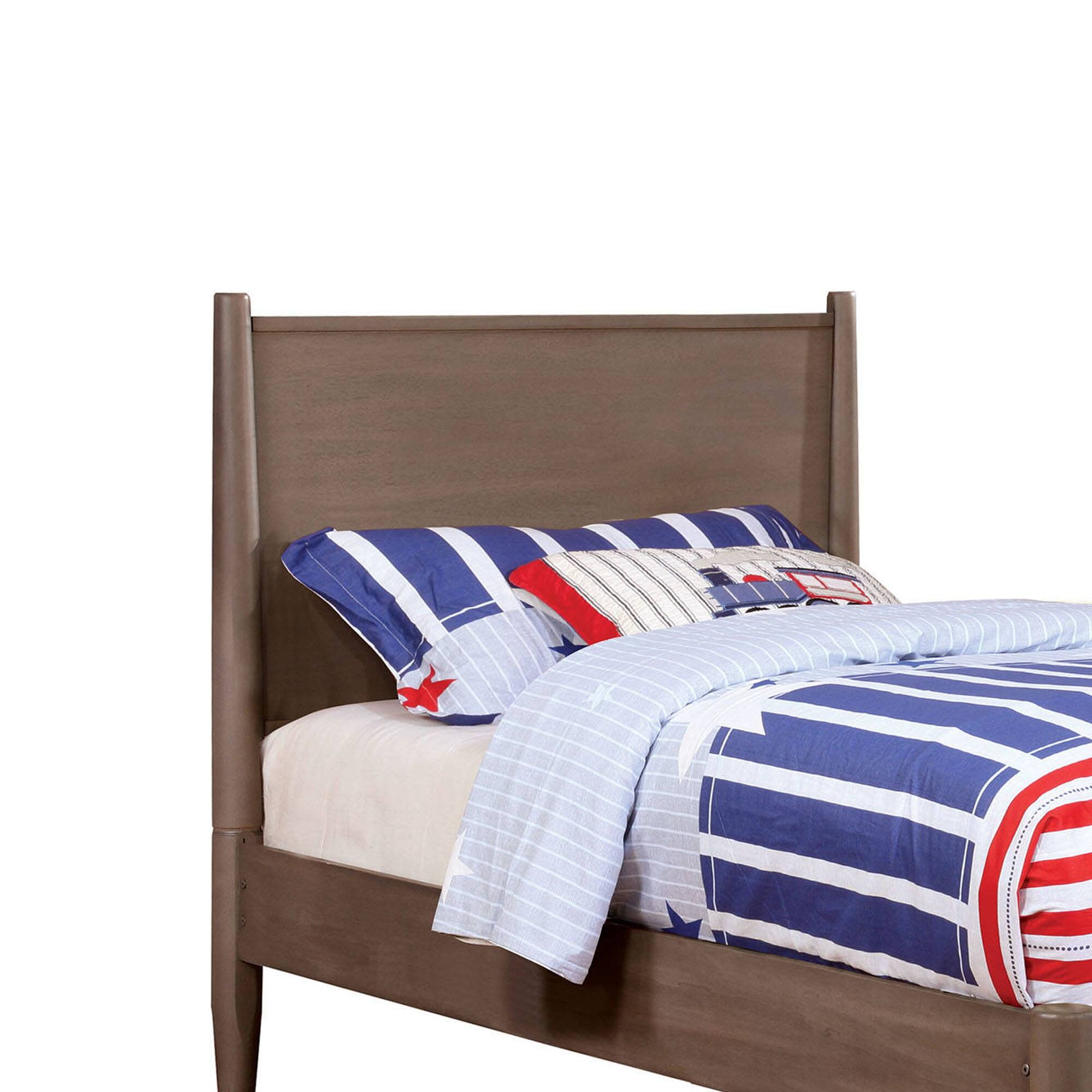 Alt View 2. Manhattan Lane - Wooden Transitional Twin Bed With Round Tapered Legs, Gray - Gray.