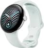 Front. Google - Pixel Watch 5 (41mm) - Wi-Fi - Polished Silver Case - Fog Band.