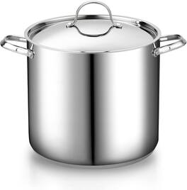 Cooks Standard - Extra Large 16 qt S/S Induction Stock Pot with Lid,Heavy Duty Deep Pot for Soups,Pasta,Canning Bath,Big Family Feasts - Stainless Steel