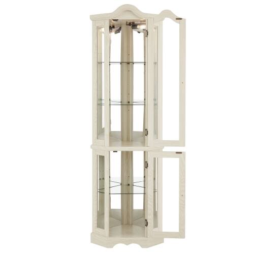 Alt View 5. LUCKY ONE - Freestanding Corner Curio Cabinet with Tempered Glass Shelves LED Light Storage for Collectibles Living Room - White.
