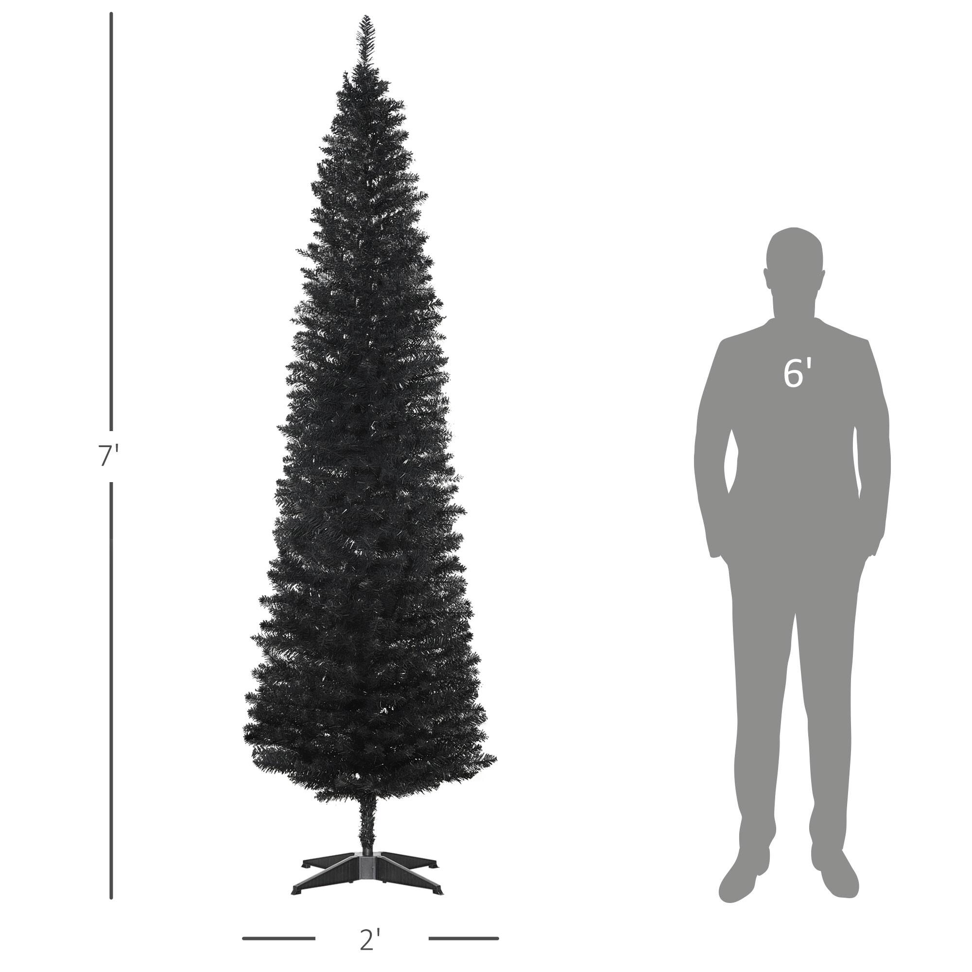 Alt View 2. Homcom - Artificial Pencil Christmas Tree, Slim Xmas Tree with 499 Realistic Branch Tips and Plastic Stand - black.