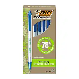BIC - Ecolutions Clic Stic Retractable Ballpoint Pens, Medium Point, Dozen - Blue Ink
