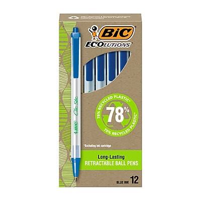 BIC ECOLOUTIONS  
Clutch Stick  
78% Recycled Plastic  
78% Plastic  
78% Recycled  
*Excluding ink cartridge  
Long-Lasting  
Retractable Ball Pens  
Blue Ink  
12