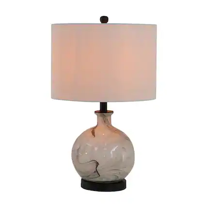 Front. Luckbyte - 14x14x23 Inch White Grey Glass Table Lamp.