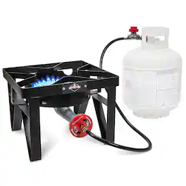 Hike Crew - 220,000 BTU Single Burner Portable Gas Stove with Flame Air Control & Adjustable Hose - Black