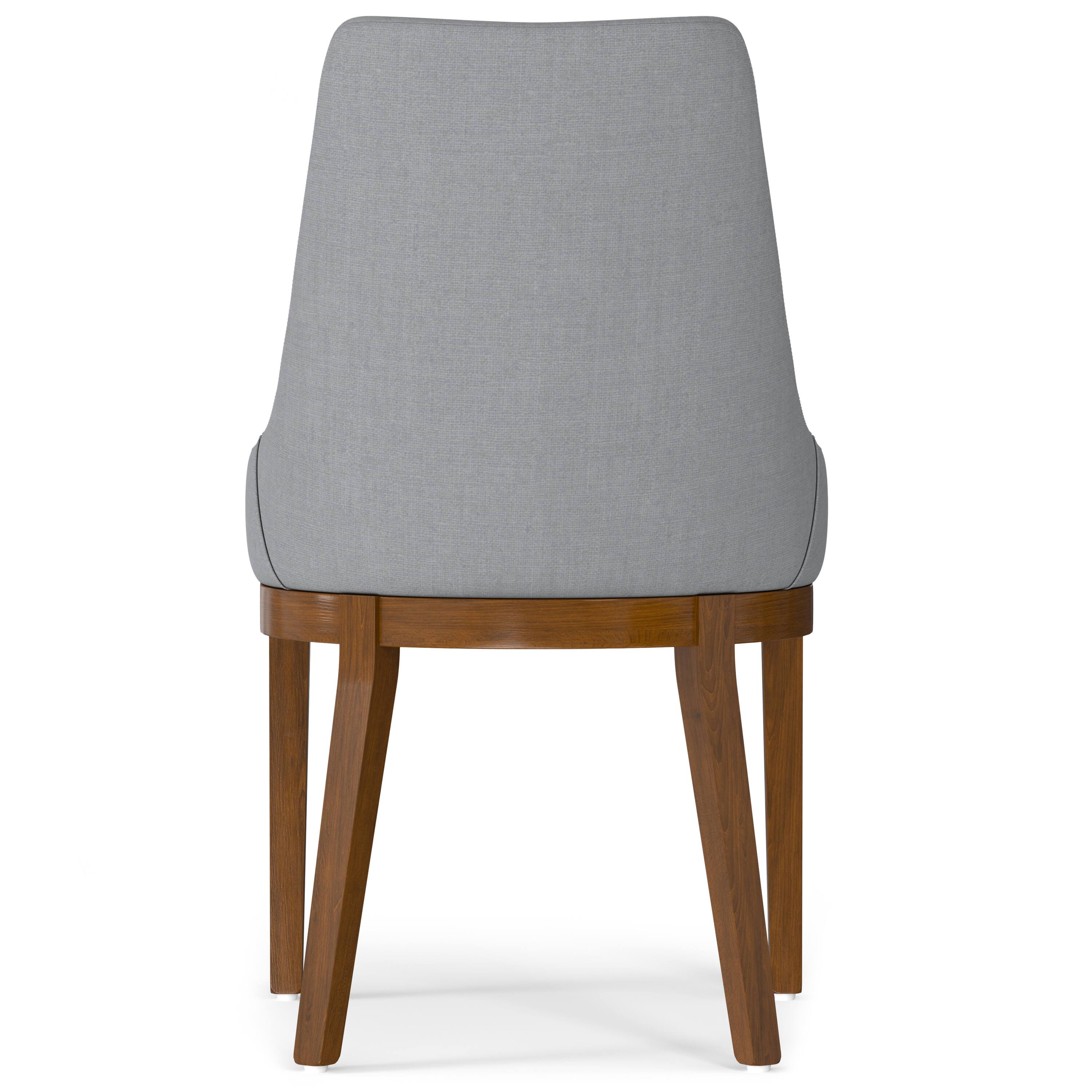 Back. Simpli Home - Stephanie Dining Chair (Set of 2) in Light Grey Linen Look Fabric - Light Grey.