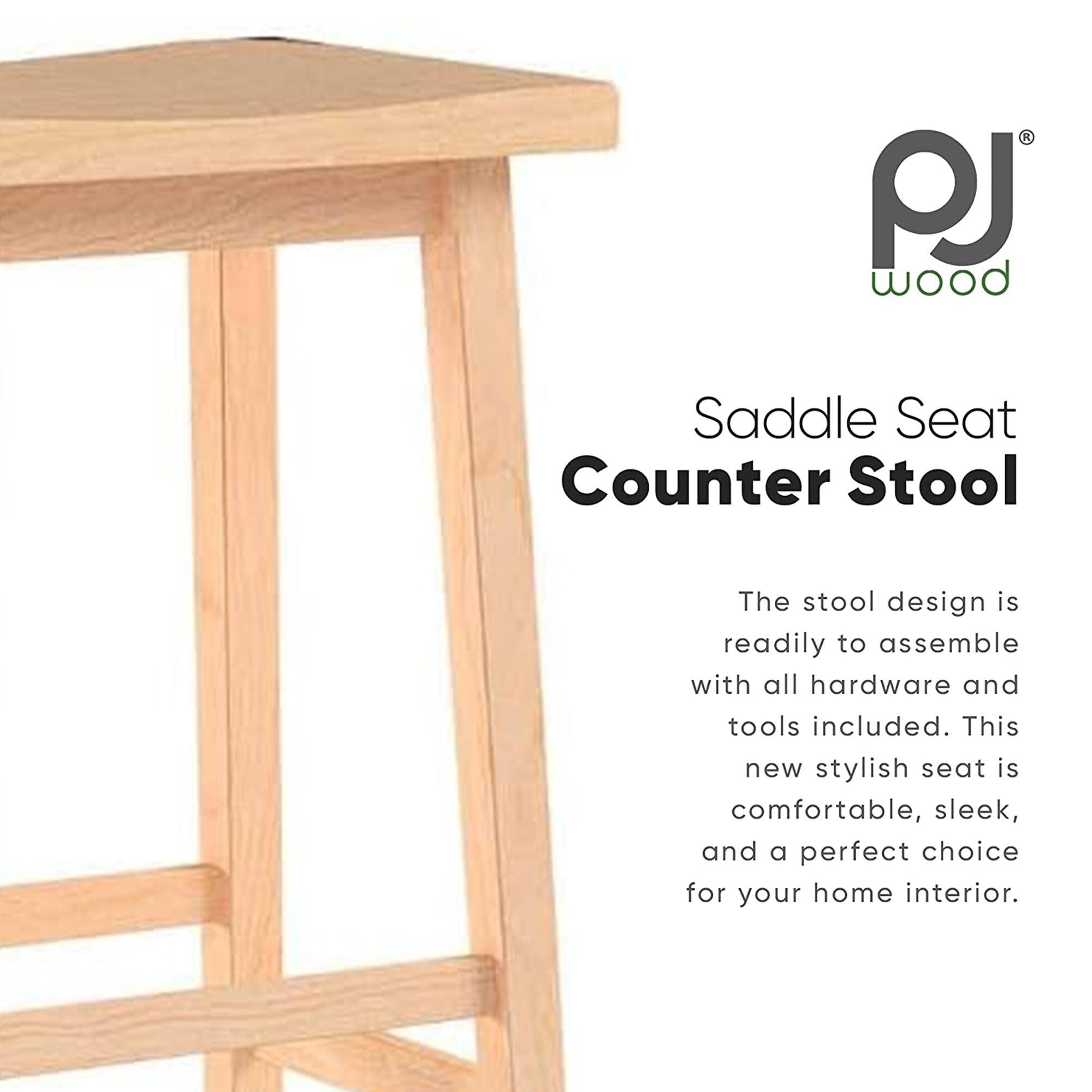 PJ Wood Saddle Seat Counter Stool

The stool design is readily to assemble with all hardware and tools included. This new stylish seat is comfortable, sleek, and a perfect choice for your home interior.