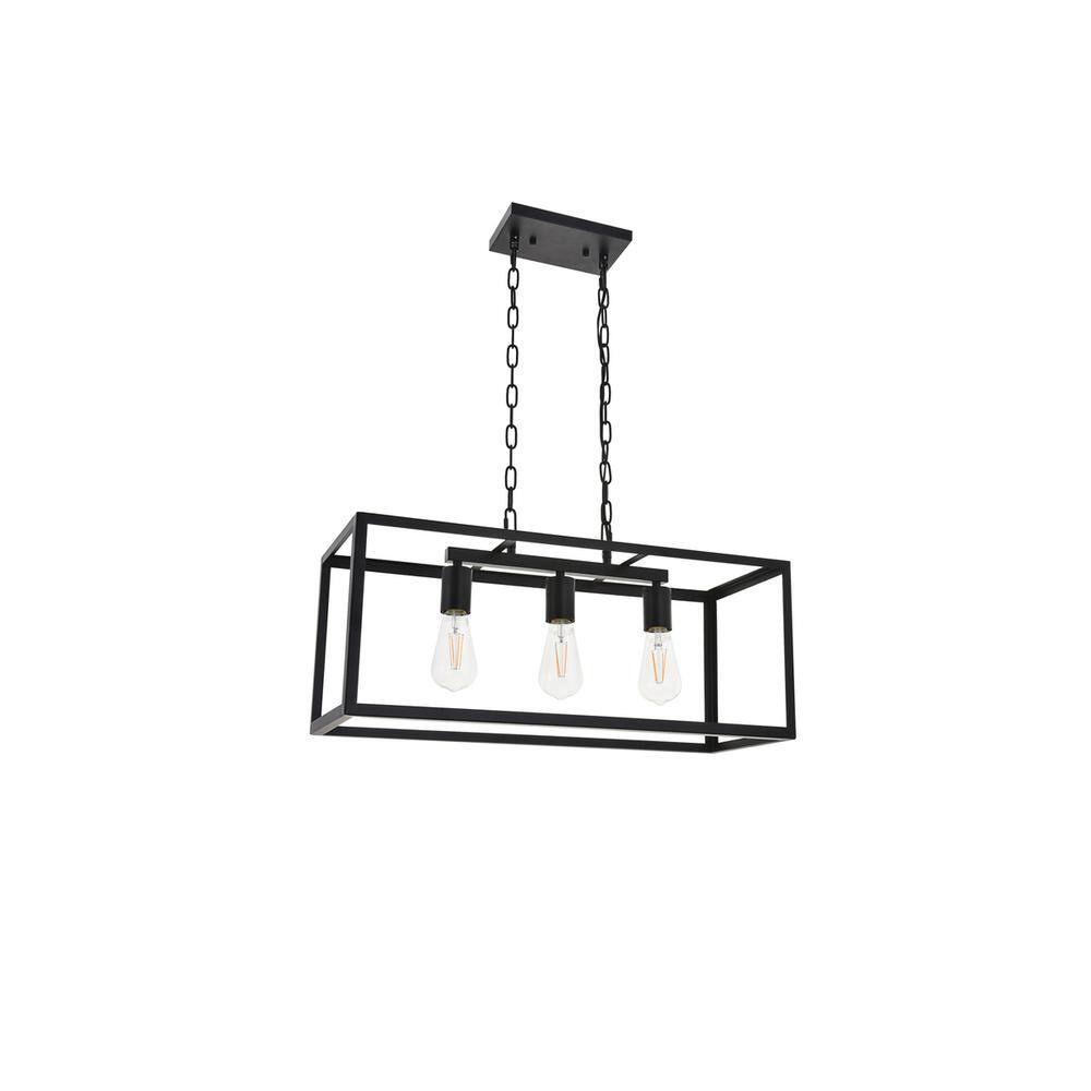 Alt View 3. Living District - Resolute 3 light black Pendant - Black.
