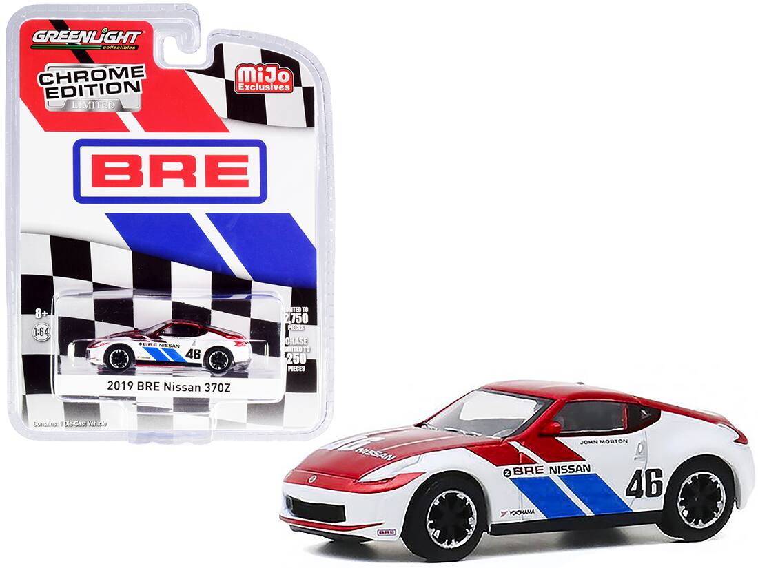 GREENLIGHT collectibles  
CHROME EDITION LIMITED  
MiJo Exclusives  
BRE  
8+ :64  
PIE SSAN 46  
LIMITED TO 2750 PIECES  
CHASE MITESTO 250 PIECES  
2019 BRE Nissan 370Z  
JOHN MORTON  
BRE NISSAN  
46