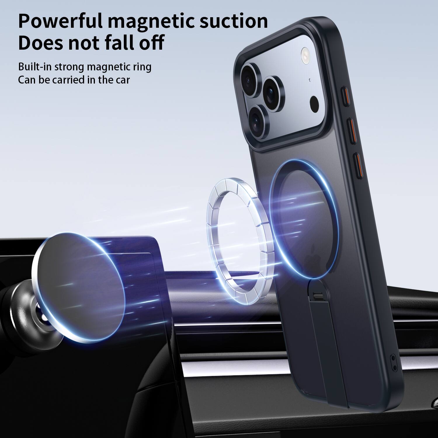 Powerful magnetic suction  
Does not fall off  
Built-in strong magnetic ring  
Can be carried in the car