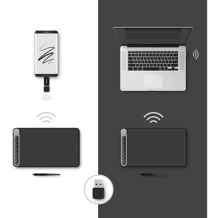 Alt View 2. Huion - Inspiroy Dial Q620M Wireless Graphics Drawing Tablet - Black.