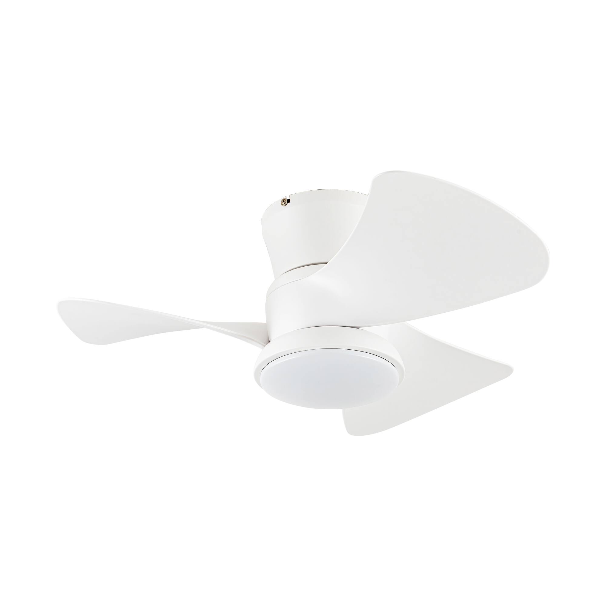 Alt View 4. Parrot Uncle - 31" Modern White Dimmable LED Hugger Ceiling Fan with Light and Remote - Matte White.