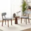 Back. Costway - Upholstered Dining Chairs Set of 2 with Solid Rubber Wood Frame, Curved Backrest - Grey.