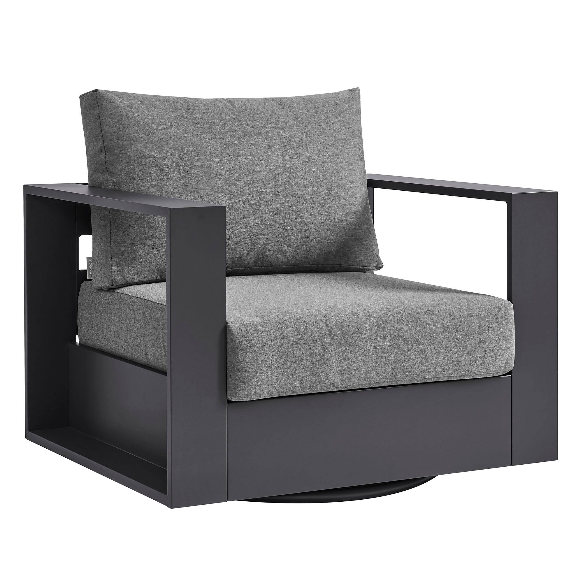Angle. Modway - Tahoe Outdoor Powder-Coated Aluminum Swivel Armchair by Modway - Gray Charcoal.