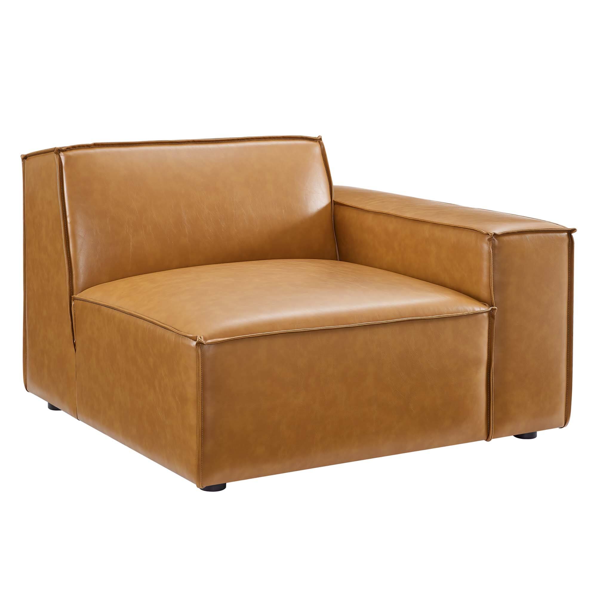 Left. Modway - Restore Vegan Leather Loveseat by Modway - Tan.