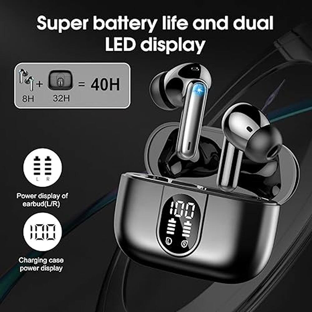 Super battery life and dual LED display

8H + 32H = 40H

Power display of earbud(L/R)

Charging case power display