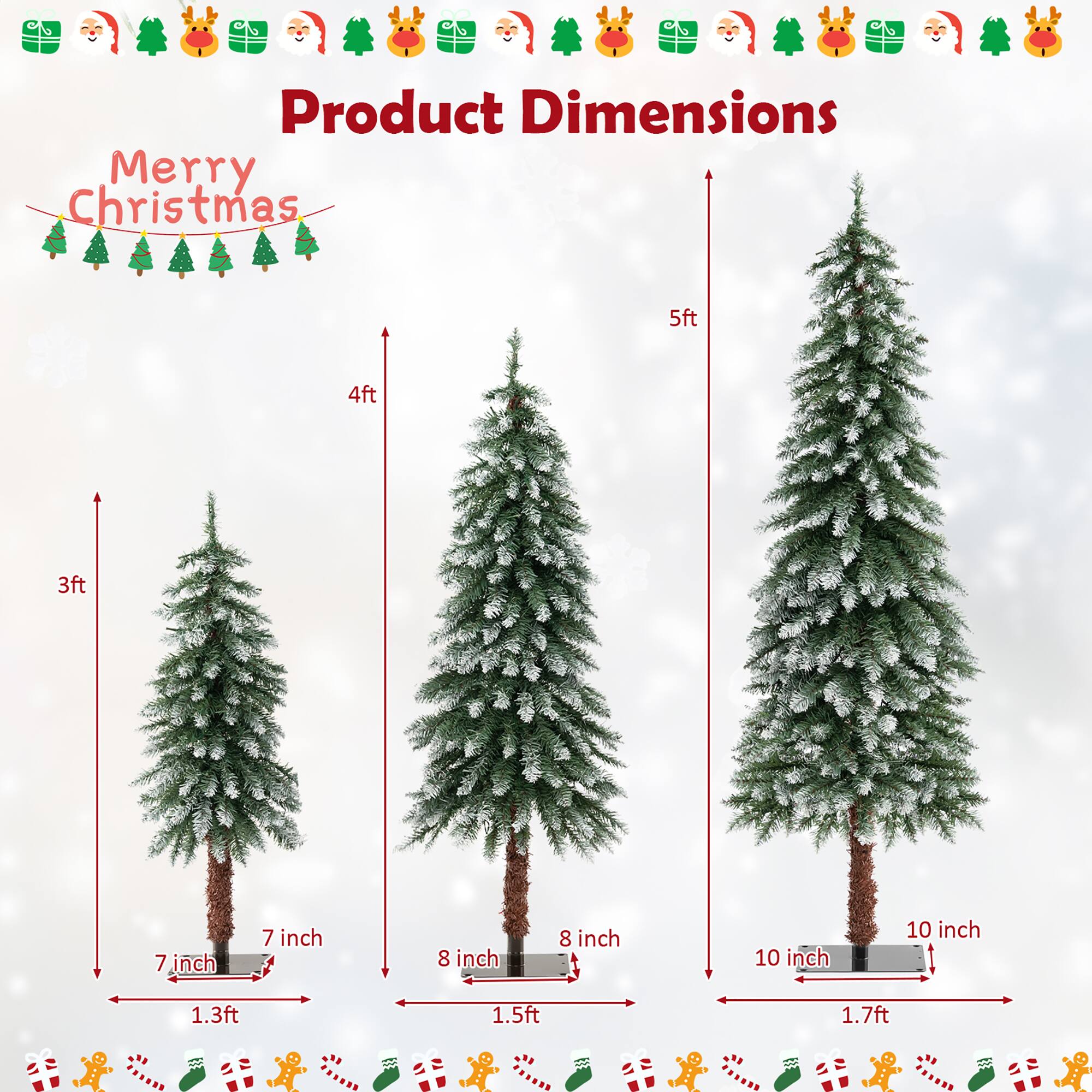 Product Dimensions  
Merry Christmas  

- 3ft x 1.3ft x 7 inch x 7 inch  
- 4ft x 1.5ft x 8 inch x 8 inch  
- 5ft x 1.7ft x 10 inch x 10 inch