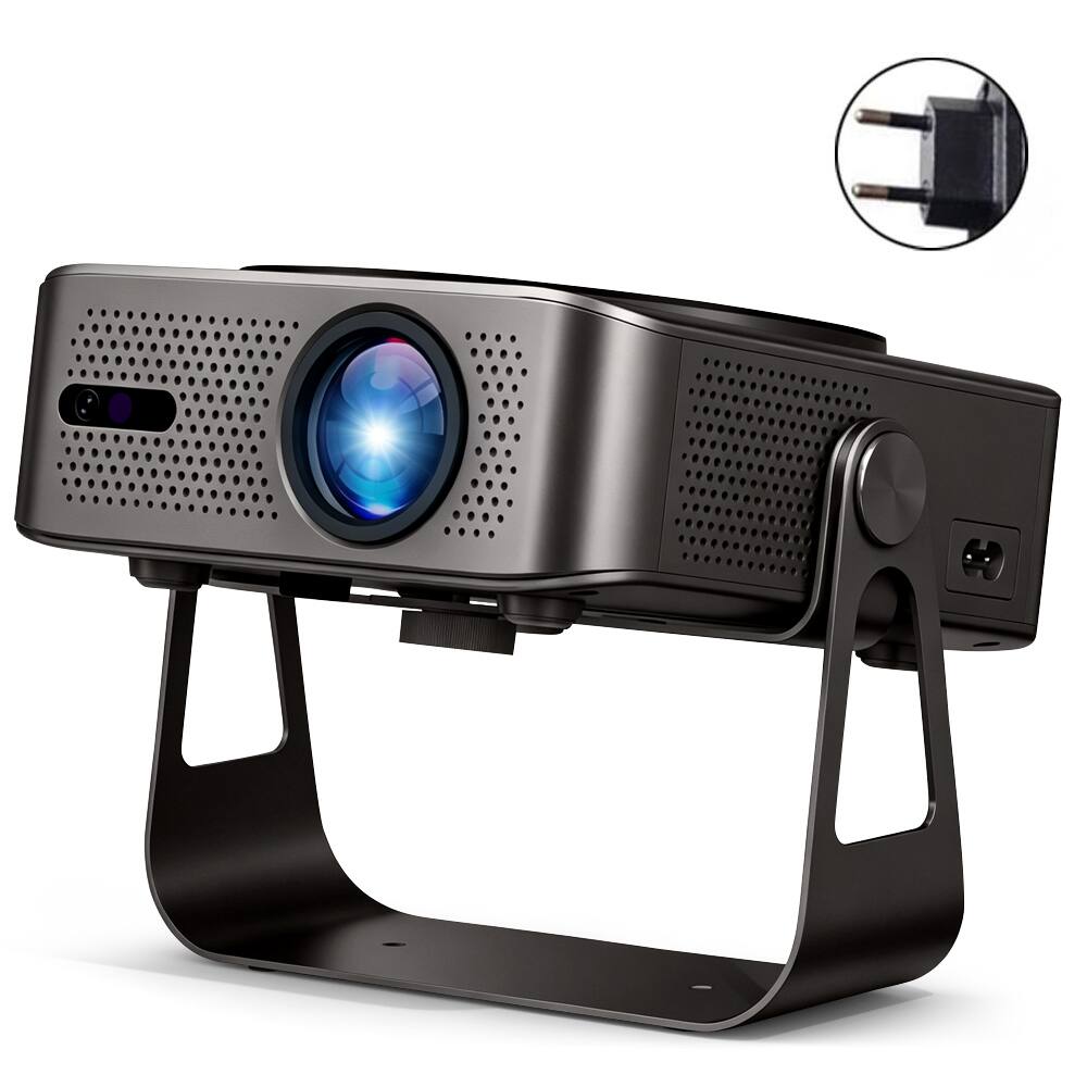 Alt View 8. Topteng - Smart WiFi Mini Projector – 4K Support, Auto Focus&Keystone,1080P, Bluetooth 5.2, 360° Stand, Fit for Home Movie&Outdoor - Black.