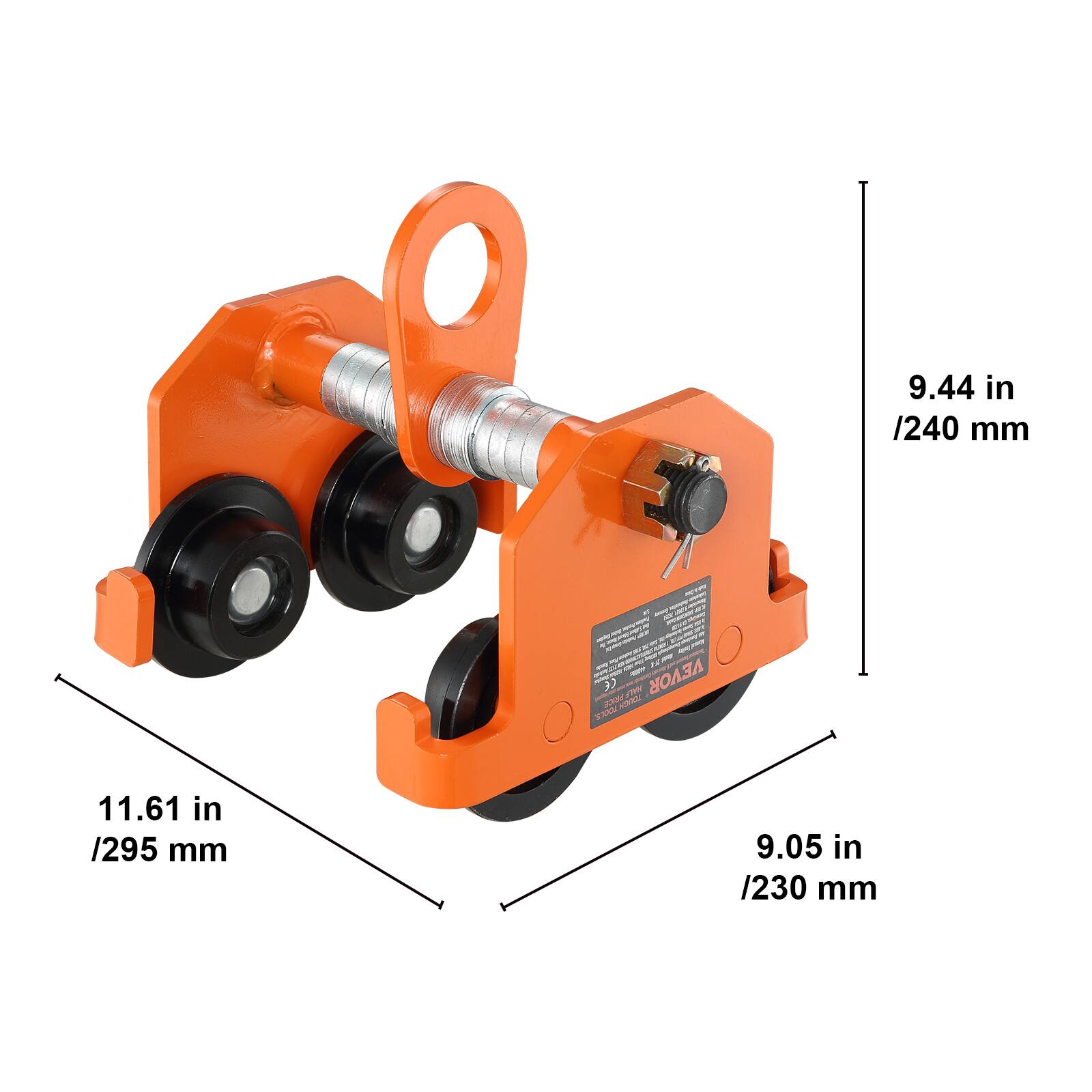 9.44 in / 240 mm  
11.61 in / 295 mm  
9.05 in / 230 mm