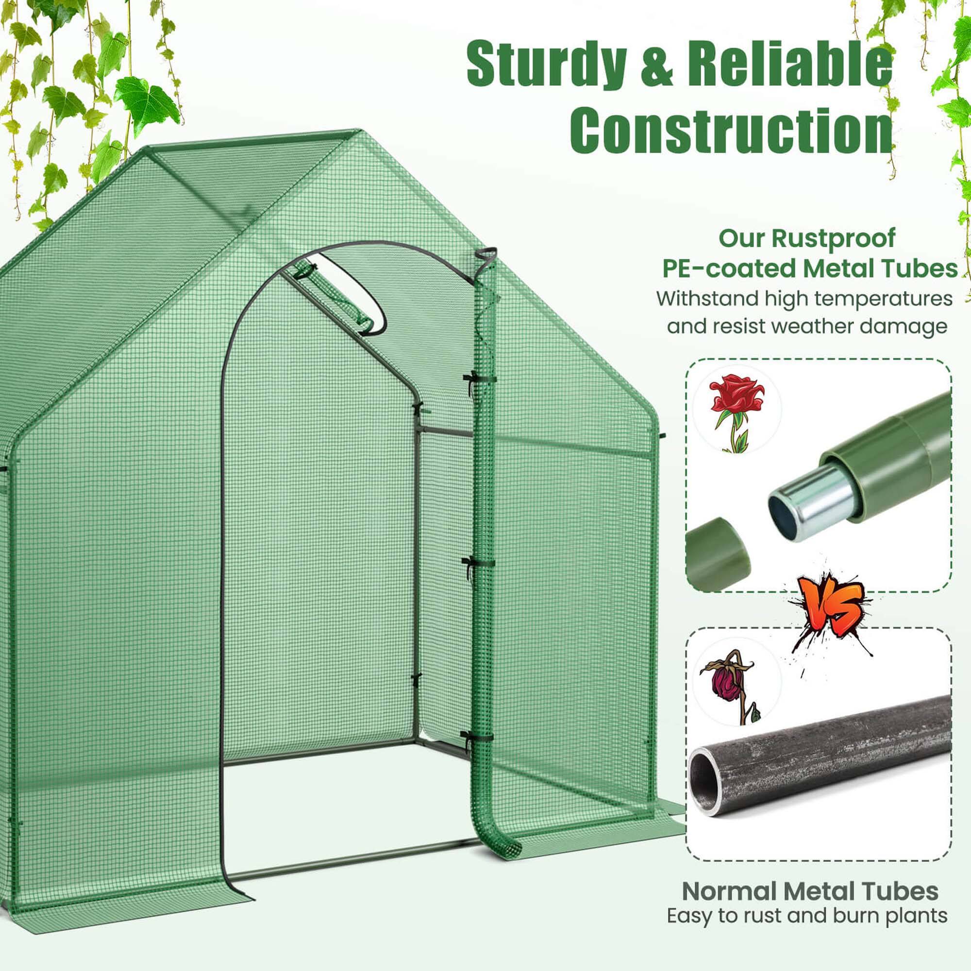 Sturdy & Reliable Construction Our Rustproof PE-coated Metal Tubes Withstand high temperatures and resist weather damage Normal Metal Tubes Easy to rust and burn plants