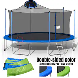 LOVMOR - 16 FT Trampoline with Basketball Hoop and Ladder Recreational Trampoline for Adults