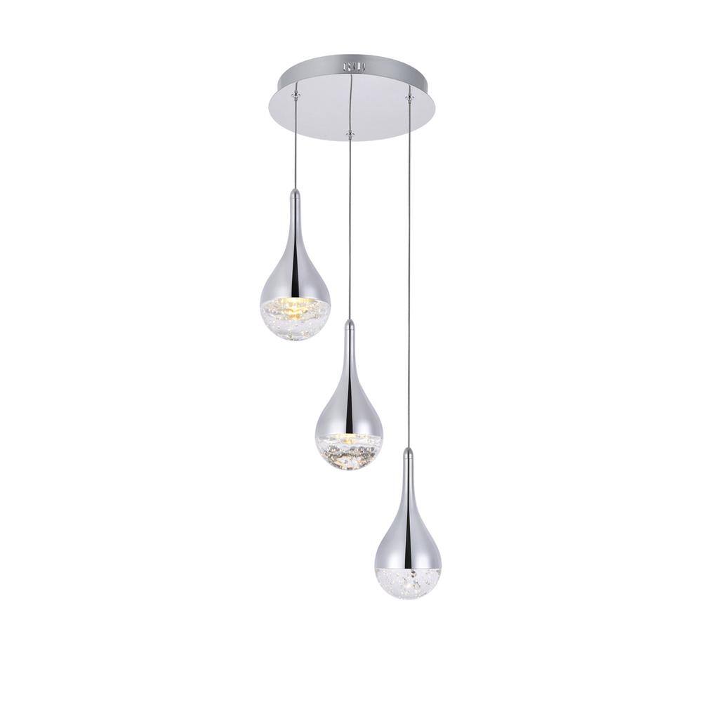 Angle. Elegant Lighting - Amherst Collection LED 3-light chandelier 12in x 9in chrome finish - Chrome.