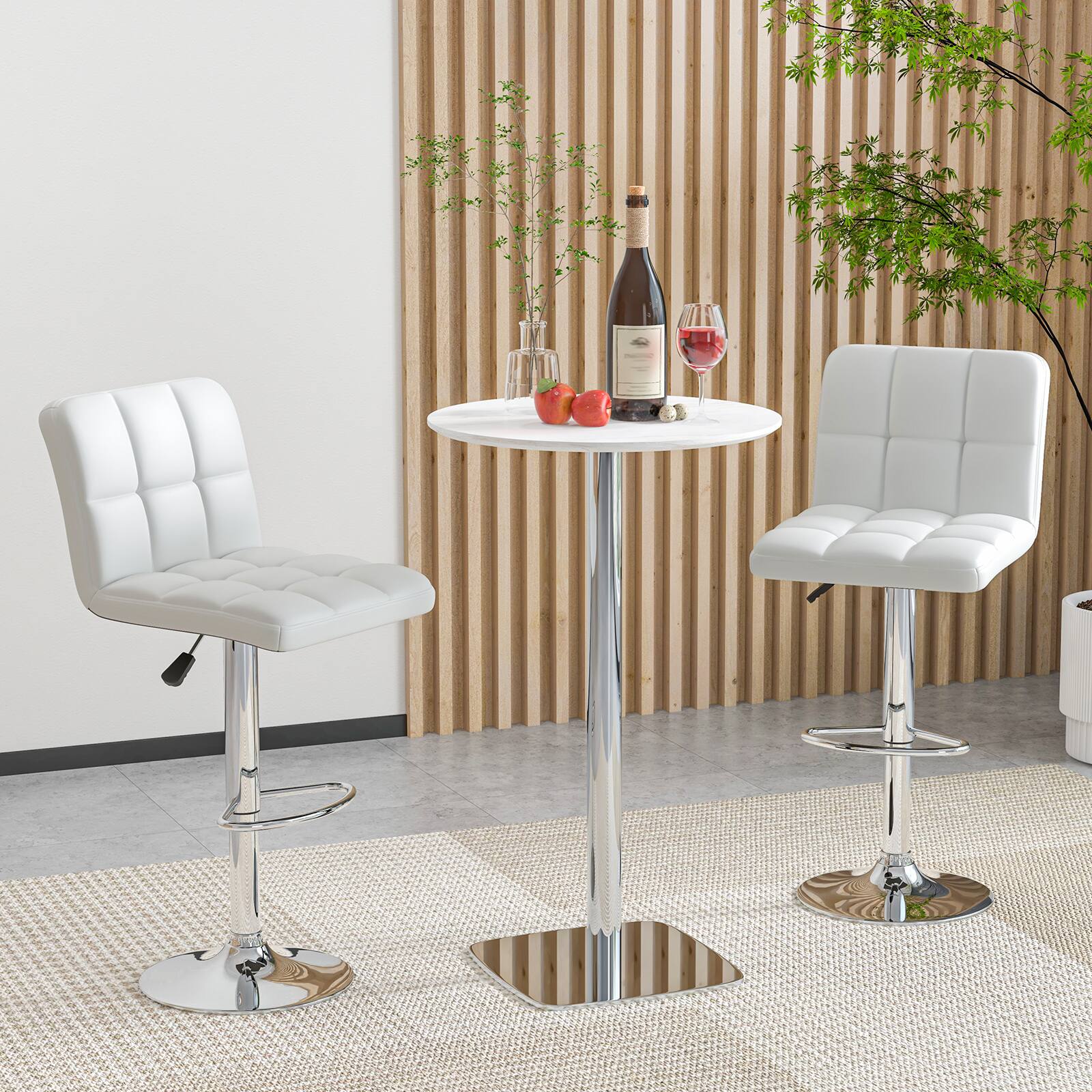 Alt View 1. Gymax - Gymax Set of 4 PU Leather Bar Stool Swivel Bar Chair w/ Adjustable Height White - White.