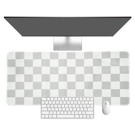 Unique Bargains - Checkered Desk Mat, 31.5x11.8 Inch Mouse Pad, Non-Slip Rubber, Stitched Edges, Soft, for Computer/Laptop - Gray/White