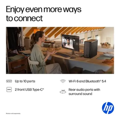 HP - OmniDesk Desktop - AMD Ryzen 7 - 16GB DDR5 Memory - 1TB SSD - Gray Wood