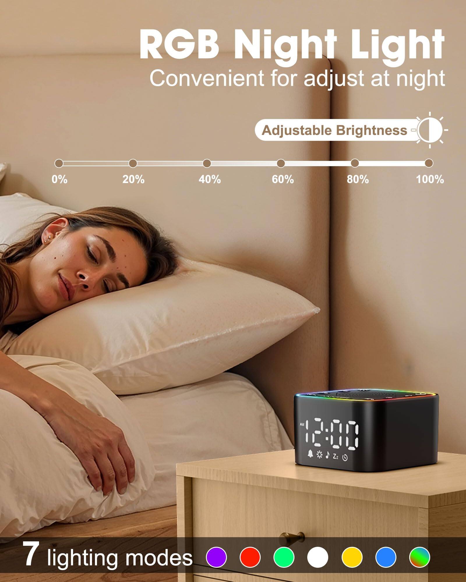RGB Night Light  
Convenient for adjust at night  

Adjustable Brightness  
0% 20% 40% 60% 80% 100%  

7 lighting modes