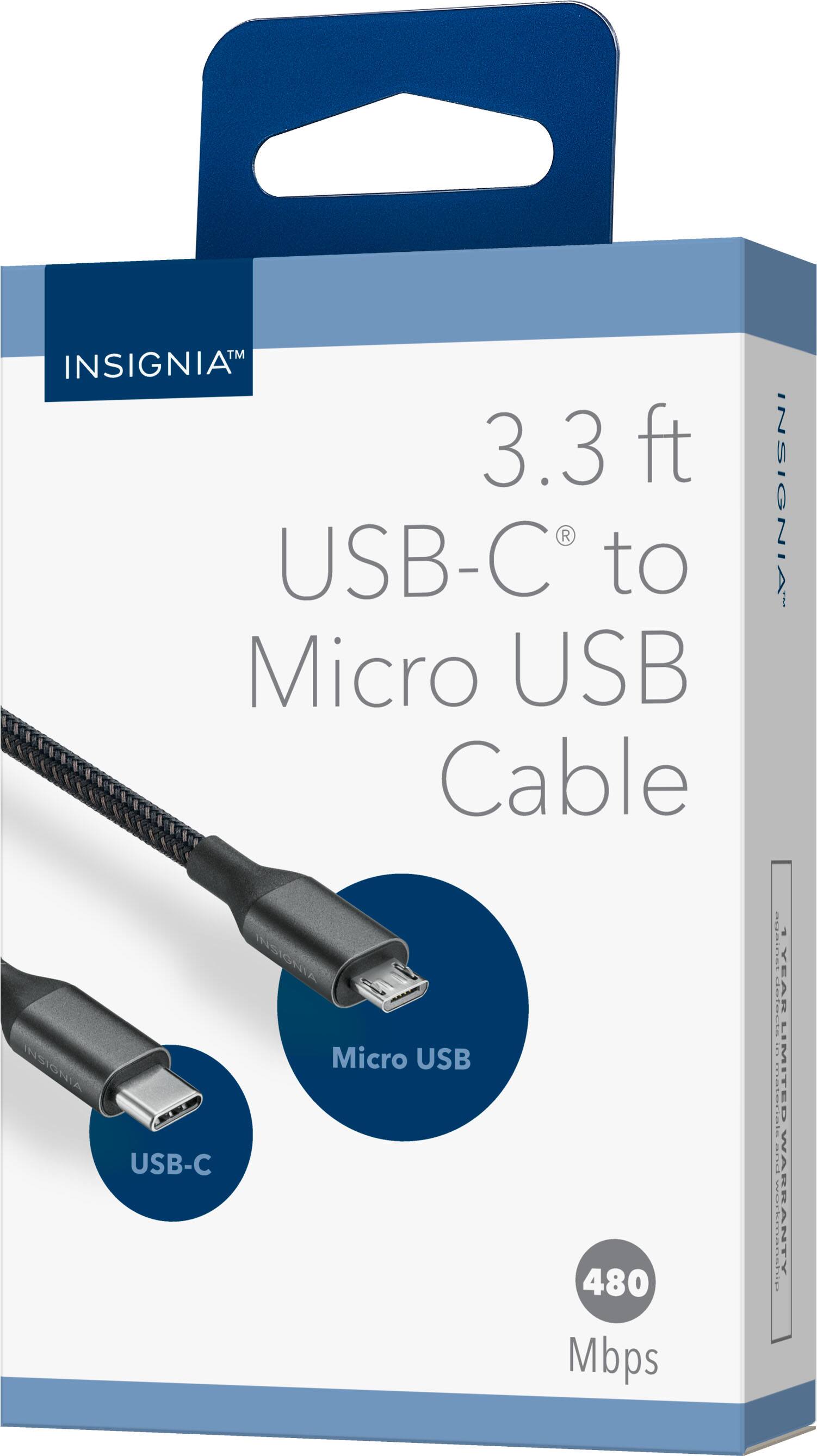 INSIGNIA™  
3.3 ft USB-C® to Micro USB Cable  
Micro USB  
USB-C  
480 Mbps