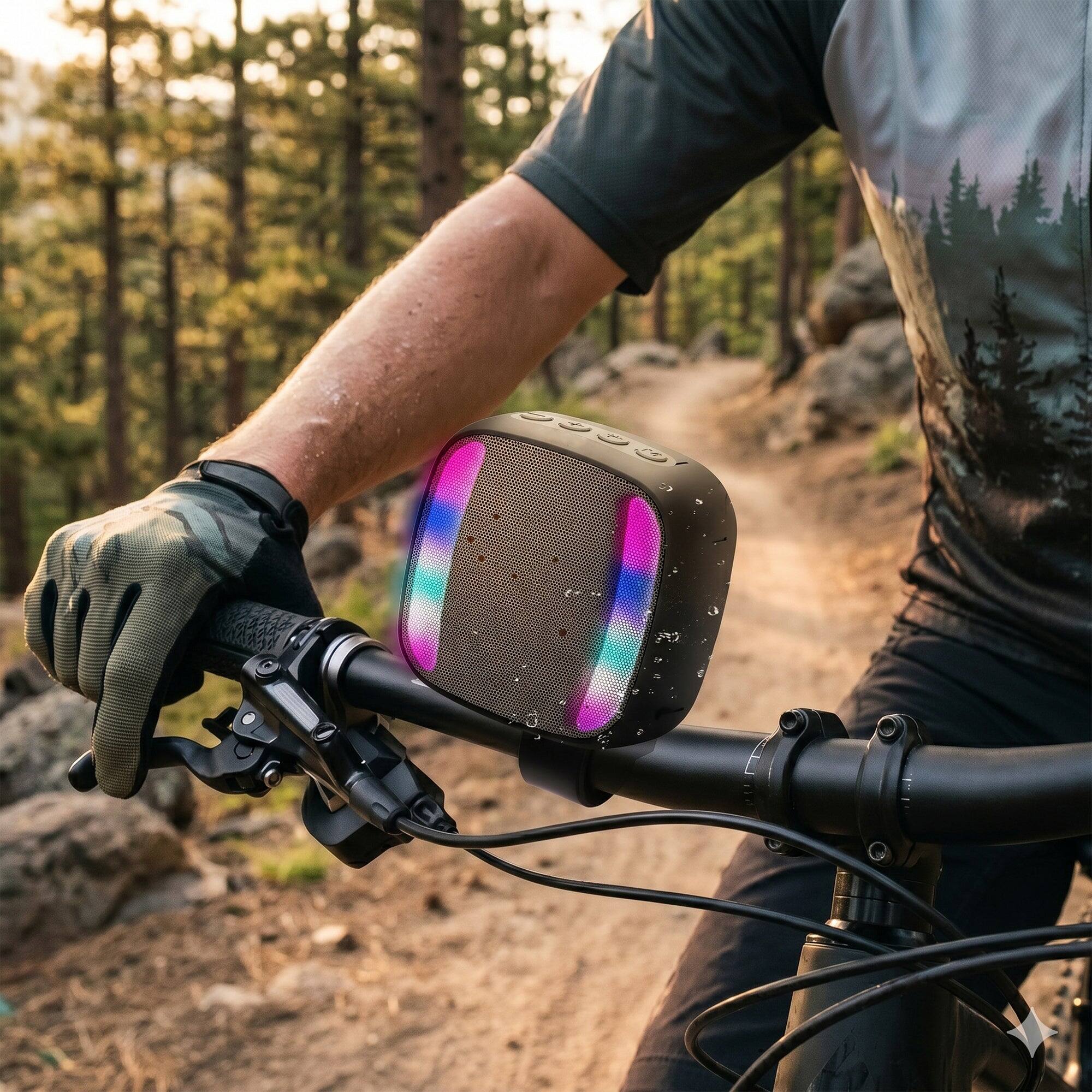 Alt View 1. iBasics - LED Wireless Bike Speaker – Bluetooth Bicycle Speaker with Lights - Black.