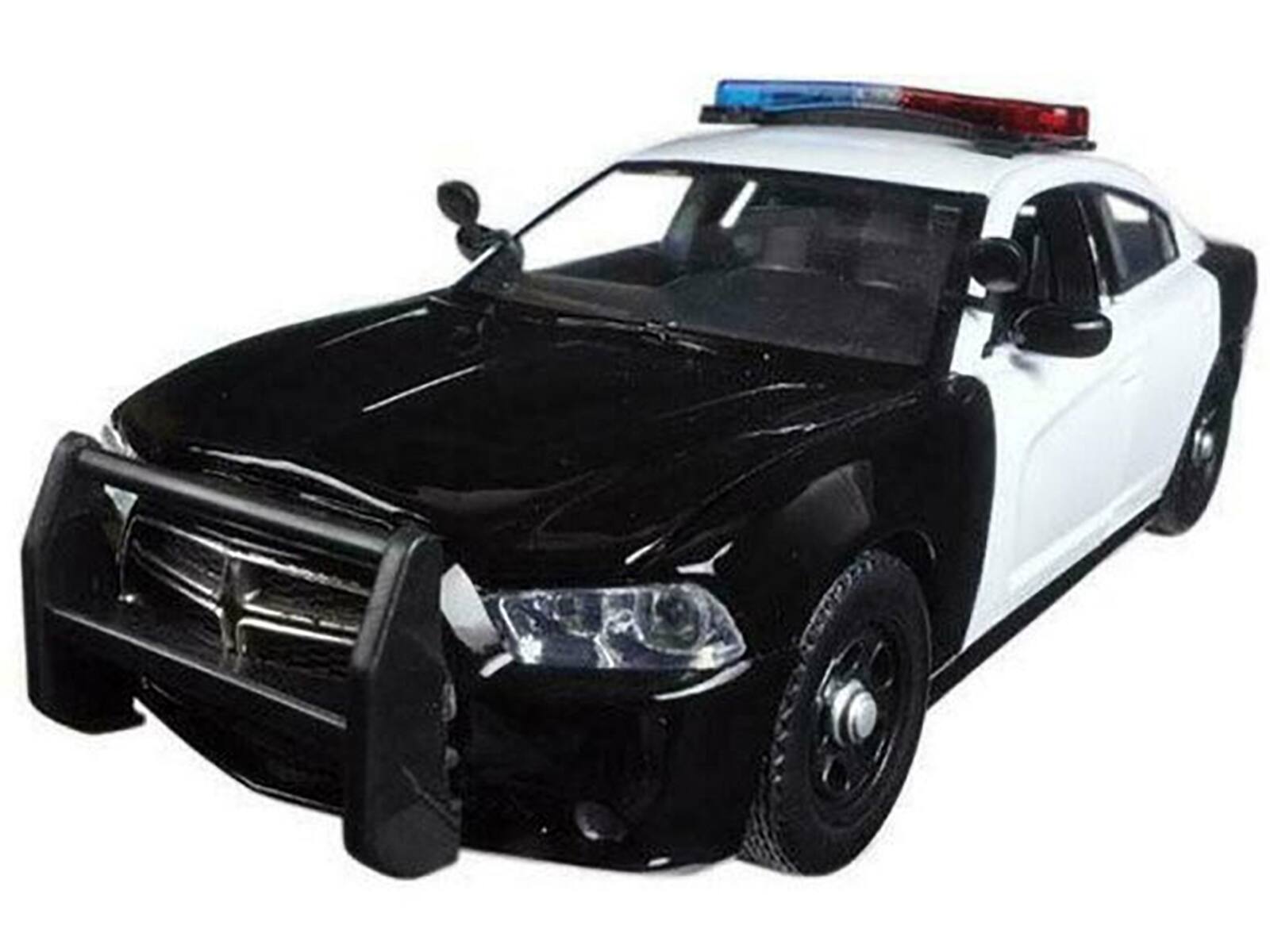Alt View 2. Motormax - 2011 Dodge Charger Pursuit Police Car Black & White w/Flashing Light Bar & Front & Rear Lights & 2 Sounds 1/24 Motormax.