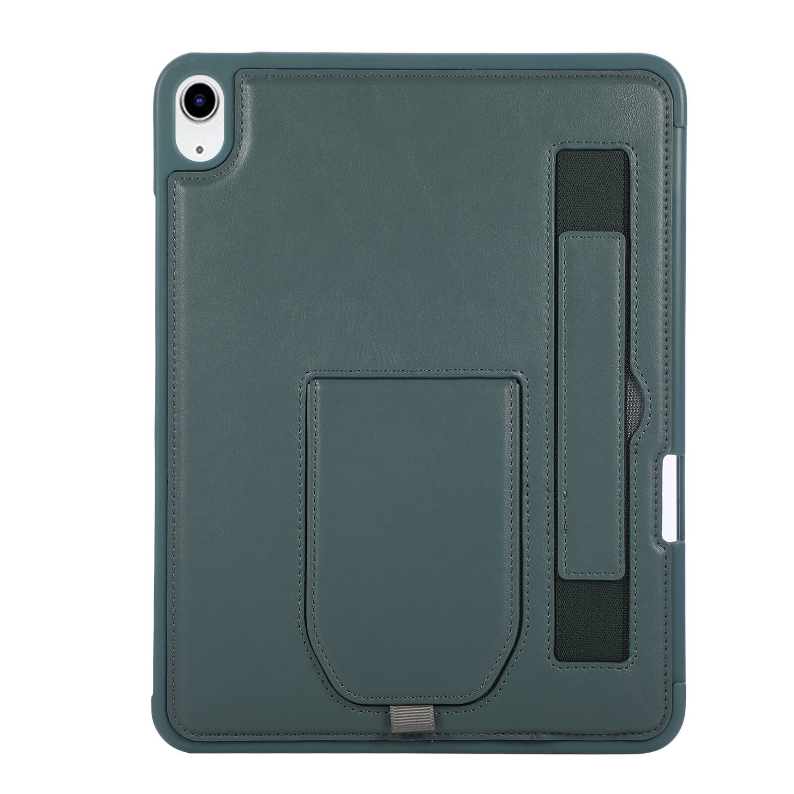 Alt View 2. Dteck - Shockproof Case for Apple iPad (A16) 11" 2025 with Hand Strap and Foldable Kickstand, PU Leather TPU Protective Cover - Darkgreen.