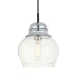 Living District - Kenna 1 Light Chrome Pendant With Clear Glass - Chrome And Clear