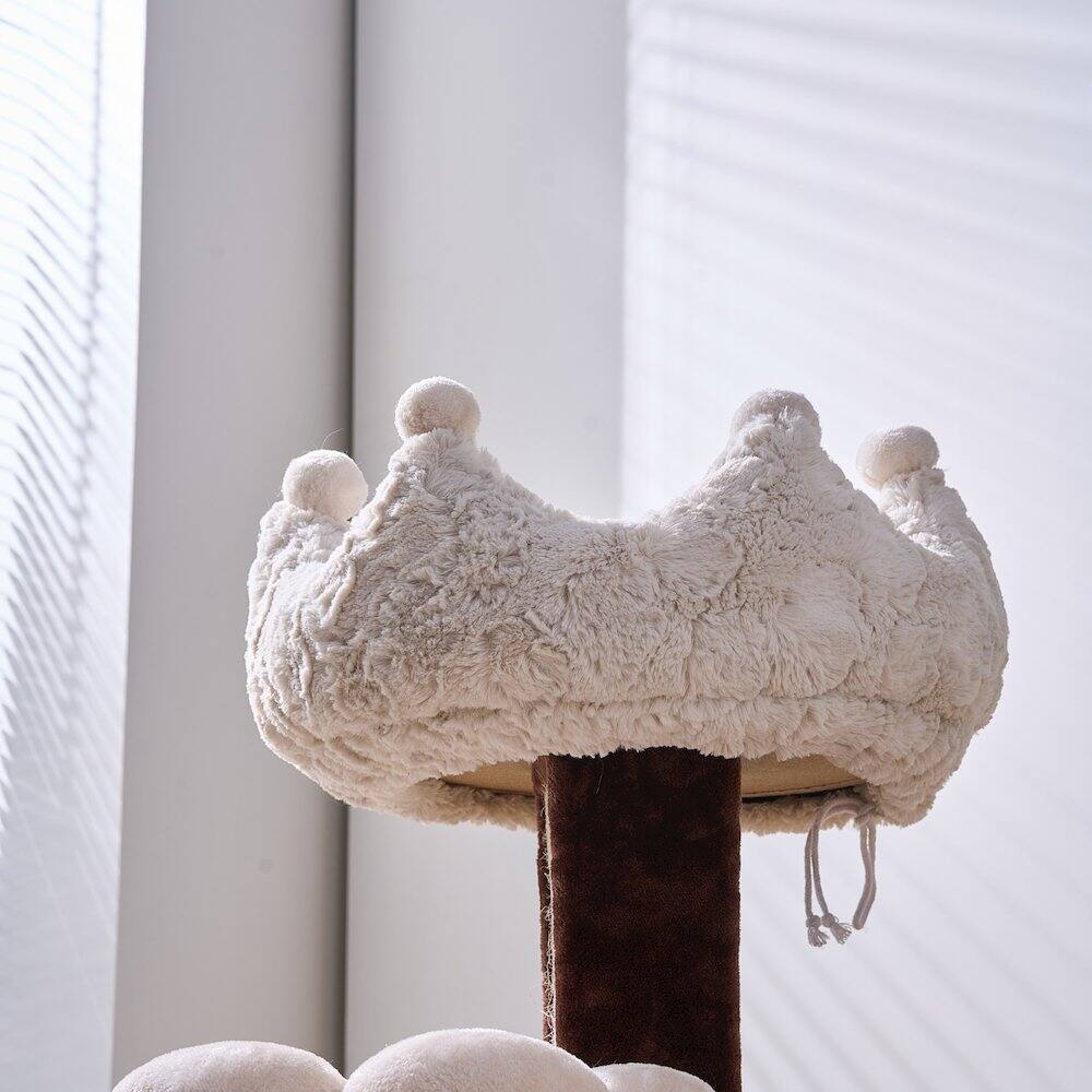 Alt View 5. PetPals - White Crown Cat Bed with Removable, Washable Bed - White.