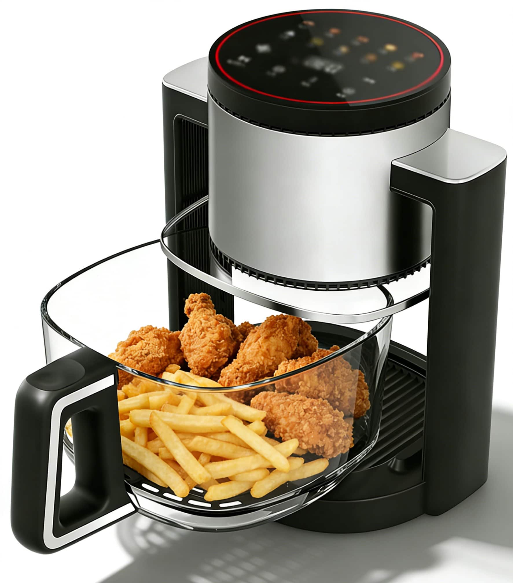 Sweet - 4.7Qt Glass Air Fryer, Non Toxic Air Fryer with 10 Preset Cook Modes - Black