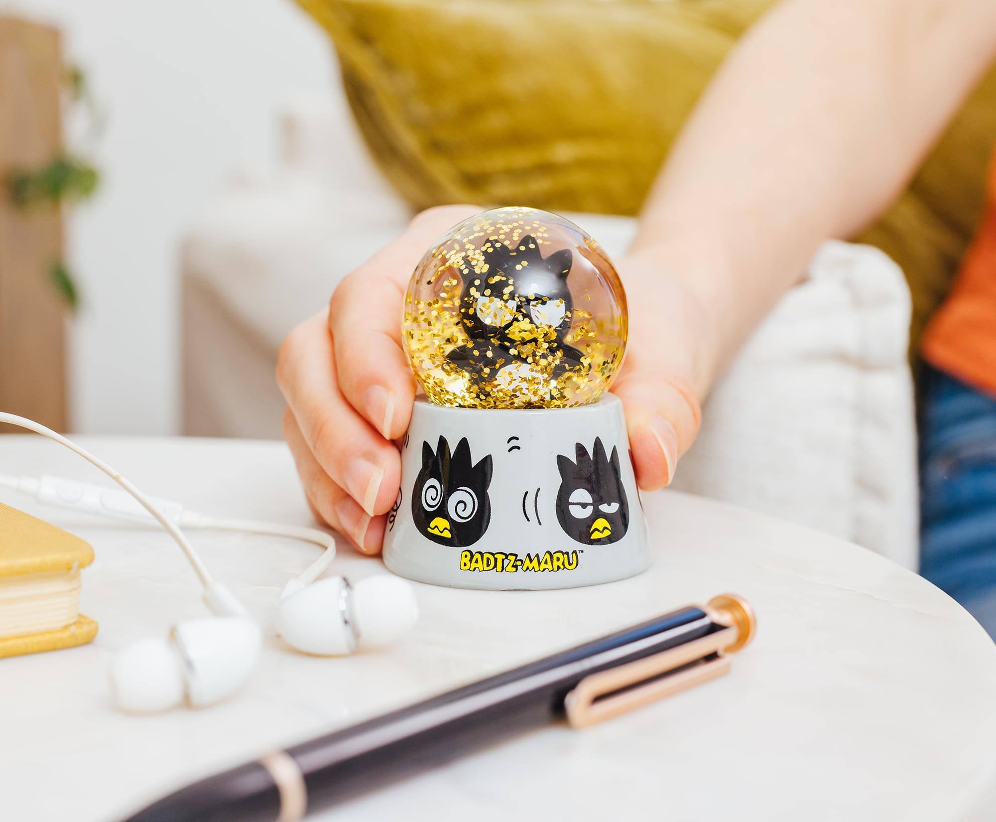 Alt View 3. Silver Buffalo - Sanrio Badtz-Maru Mini Light-Up Snow Globe | 3 Inches Tall - Gray.