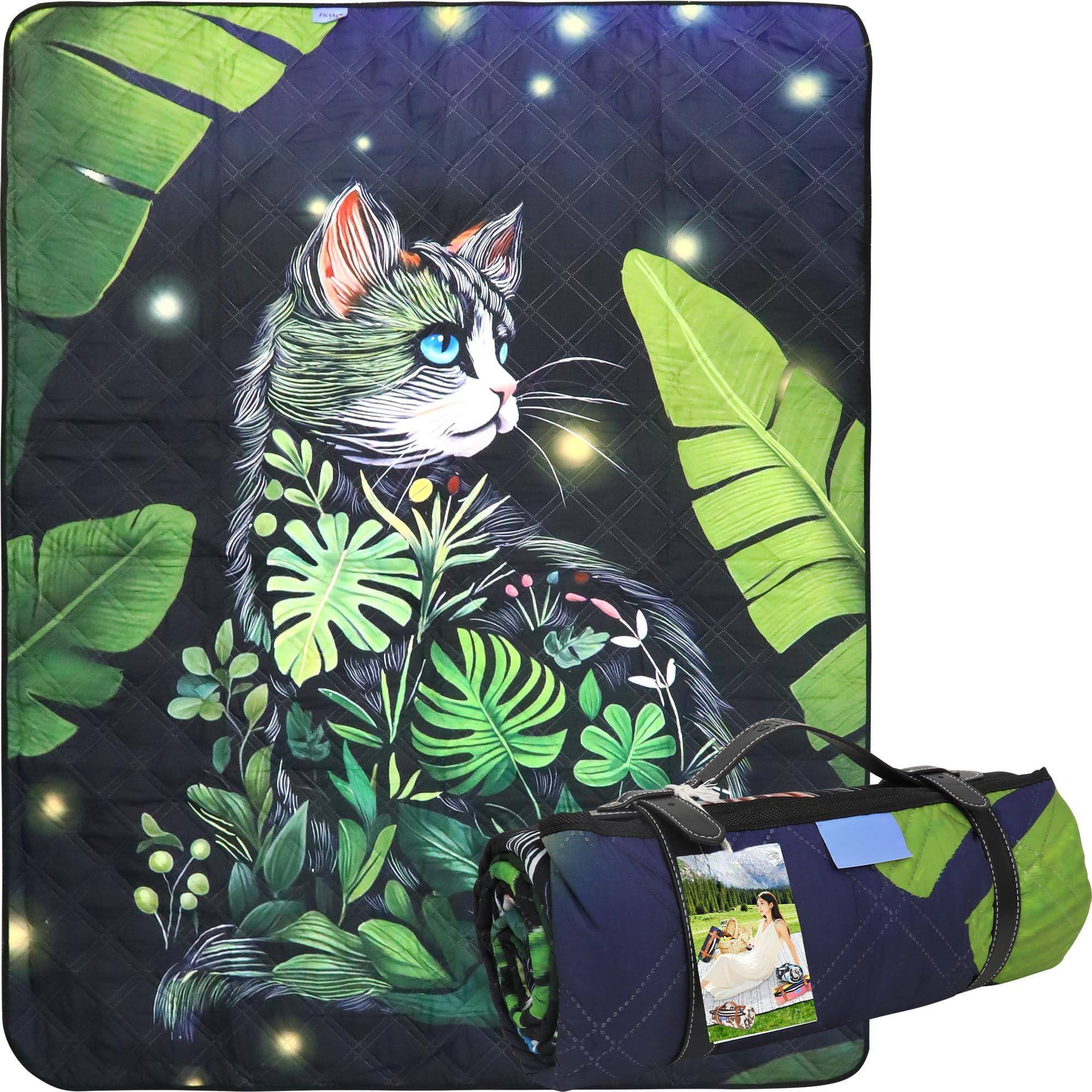 Front. Cedar Assembly - " Double Thickened Picnic Blankets(g High Density Cotton Stuffed) Navy Floral Pattern Outdoor Mat Portable ... - Cat-60"x80".