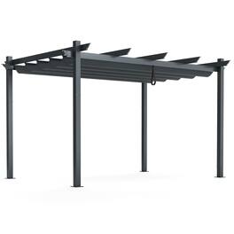 Gymax - 10 x 13ft Outdoor Aluminum Retractable Pergola Canopy Shelter Grape Trellis - Gray