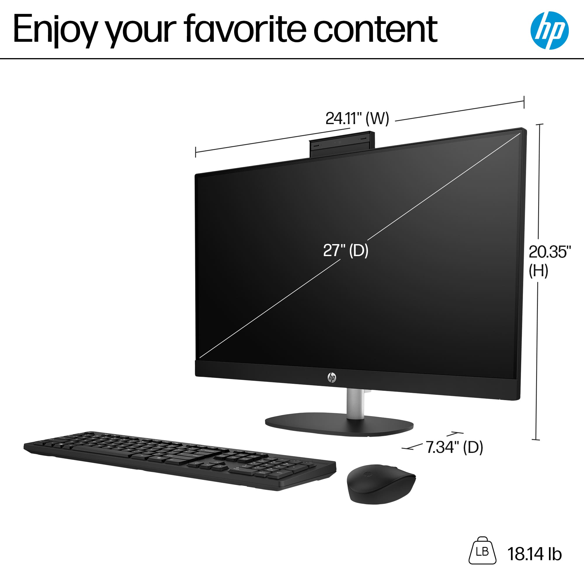 Enjoy your favorite content with the HP 24.11" (W) 27" (D) 20.35" (H) 7.34" (D) LB 18.14 lb monitor.