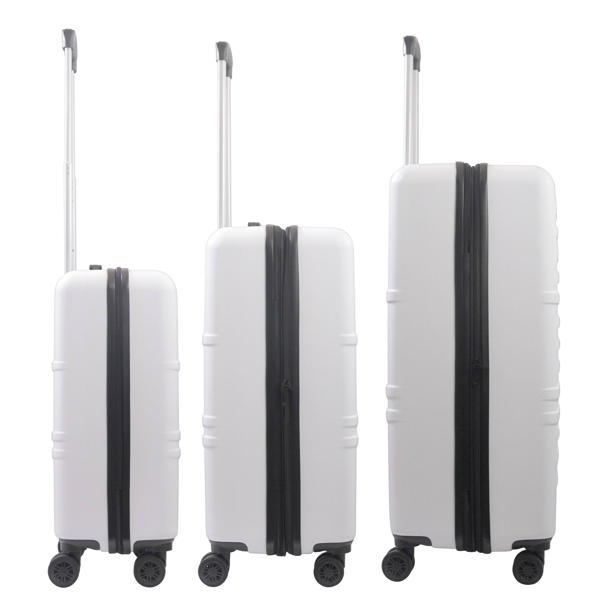 Left. American Dreamliner - 3-Piece Hardside Luggage Set – 22.5", 26.5", 30" - WHITE.