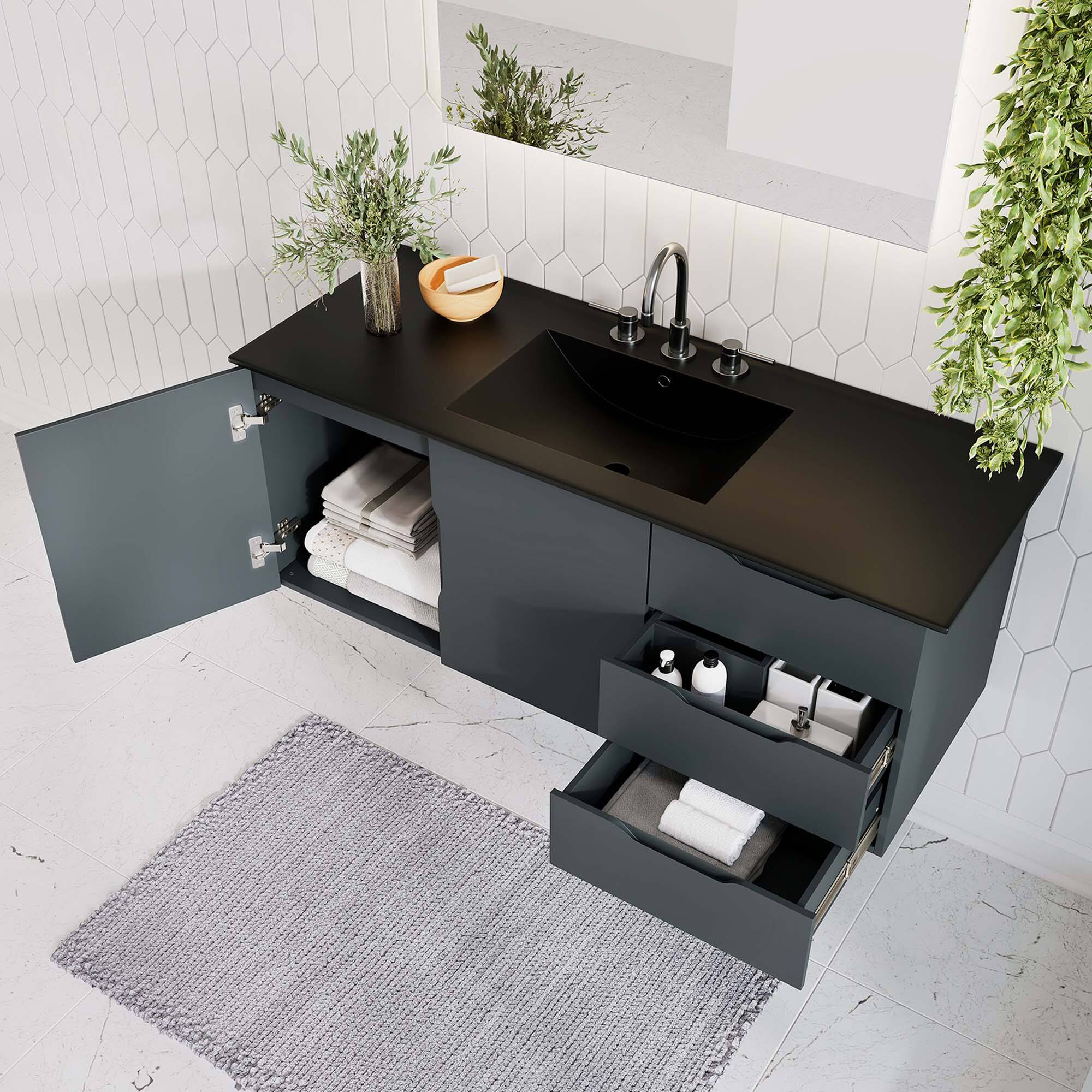 Back. Modway - Vitality Bathroom Vanity Basin Included by Modway - Gray Black.