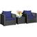 Front. Costway - 3PCS Patio Rattan Wicker Furniture Set Sofa Table W/Cushion Yard - Navy.